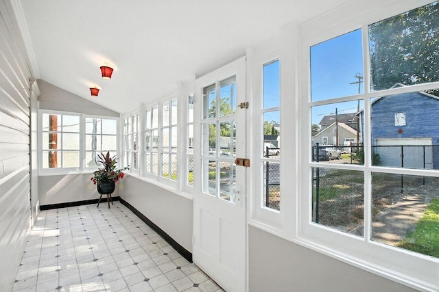 366 Hudson Ave, Newark, OH 43055 - unfurnished sunroom featuring french doors and vaulted ceiling