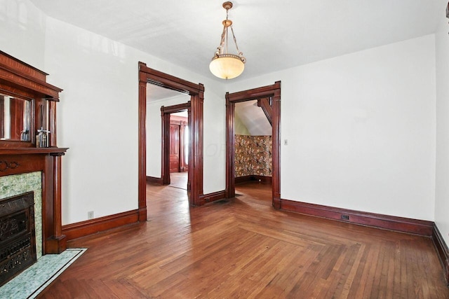 366 Hudson Ave, Newark, OH 43055 - unfurnished living room with baseboards and a tiled fireplace