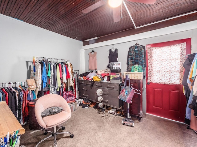 2640-2642 W Broad St, Columbus, OH 43204 - misc room with carpet floors, a ceiling fan, and wood ceiling