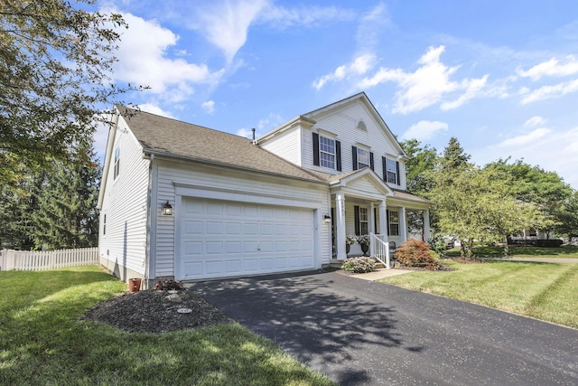 6041 Tetlin Field Dr, New Albany, OH 43054 - traditional-style home with driveway, a garage, covered porch, and a shingled roof