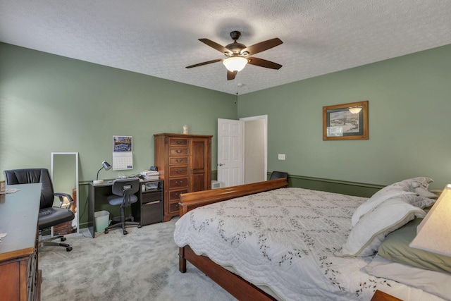 6041 Tetlin Field Dr, New Albany, OH 43054 - bedroom with carpet, a desk, a textured ceiling, and ceiling fan