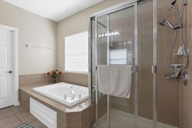 6041 Tetlin Field Dr, New Albany, OH 43054 - bathroom with a garden tub, a stall shower, and tile patterned floors