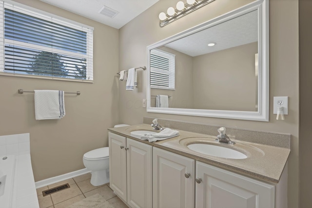 6041 Tetlin Field Dr, New Albany, OH 43054 - full bathroom with double vanity, tile patterned flooring, and a bath
