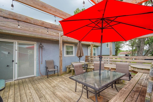 3910 Summit View Rd, Dublin, OH 43016 - wooden deck with outdoor dining space