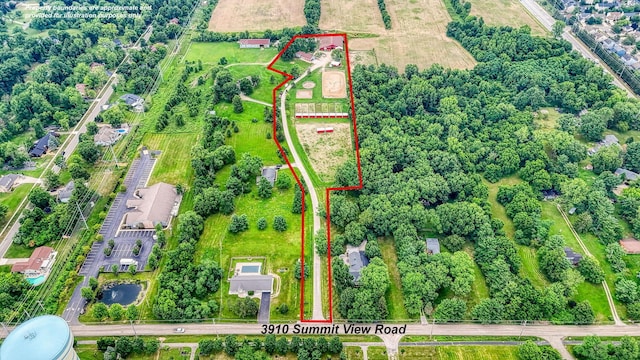 3910 Summit View Rd, Dublin, OH 43016 - aerial view of property's location featuring property parcel outlined