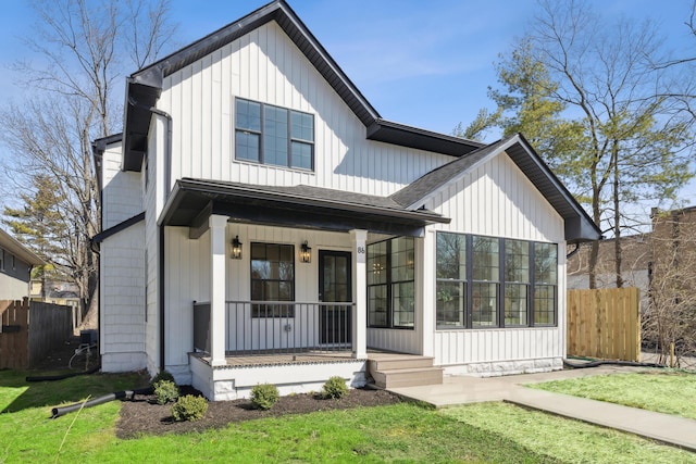 86 W N Broadway, Columbus, OH 43214 - modern farmhouse style home featuring covered porch and a shingled roof