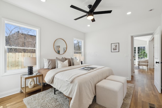 86 W N Broadway, Columbus, OH 43214 - bedroom featuring wood finished floors, recessed lighting, and a ceiling fan