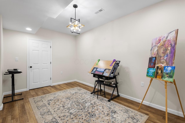 6750 Constitution Way, Powell, OH 43065 - office space with wood finished floors, recessed lighting, and a chandelier
