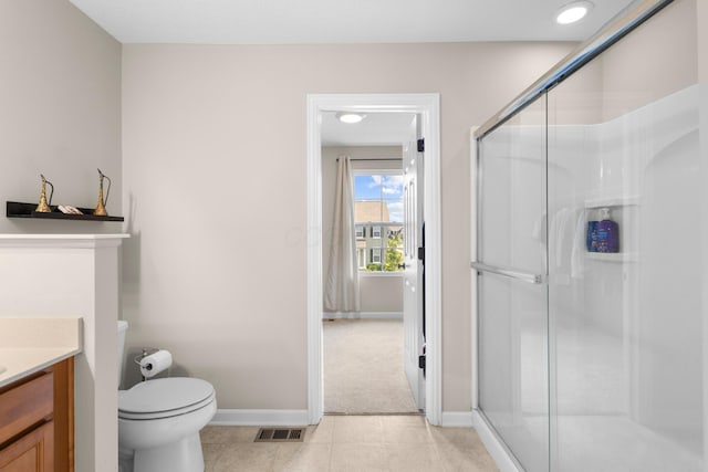 6750 Constitution Way, Powell, OH 43065 - bathroom with vanity, a shower stall, and tile patterned flooring