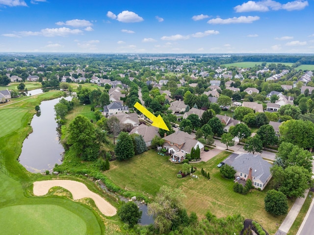 6676 Ballantrae Pl, Dublin, OH 43016 - aerial perspective of suburban area with a large body of water and a local golf course