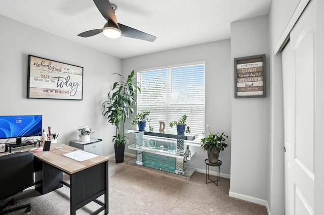 172 Rosewood Loop SE, Commercial Point, OH 43116 - carpeted office featuring a ceiling fan and baseboards