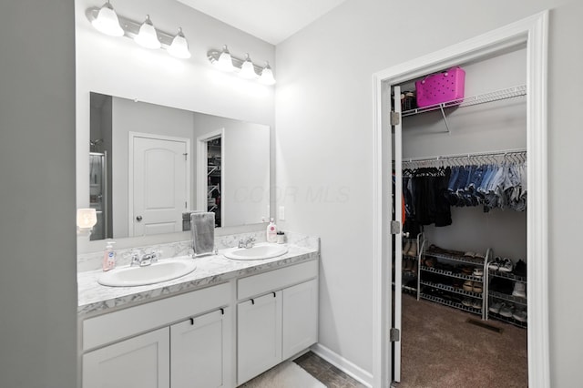 172 Rosewood Loop SE, Commercial Point, OH 43116 - bathroom with double vanity and a walk in closet