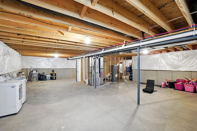 172 Rosewood Loop SE, Commercial Point, OH 43116 - unfinished below grade area with washing machine and dryer and electric water heater