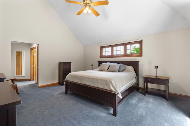 5232 Lola Way, Columbus, OH 43235 - carpeted bedroom featuring vaulted ceiling and a ceiling fan