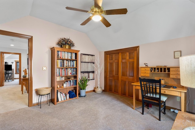 5232 Lola Way, Columbus, OH 43235 - carpeted office space with lofted ceiling and a ceiling fan