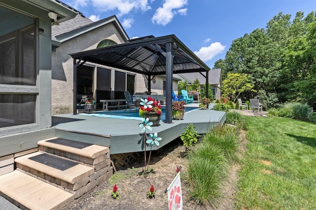 5232 Lola Way, Columbus, OH 43235 - wooden deck with a gazebo and a lawn