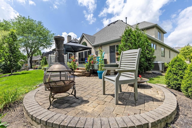 5232 Lola Way, Columbus, OH 43235 - view of patio / terrace with a gazebo and a fire pit