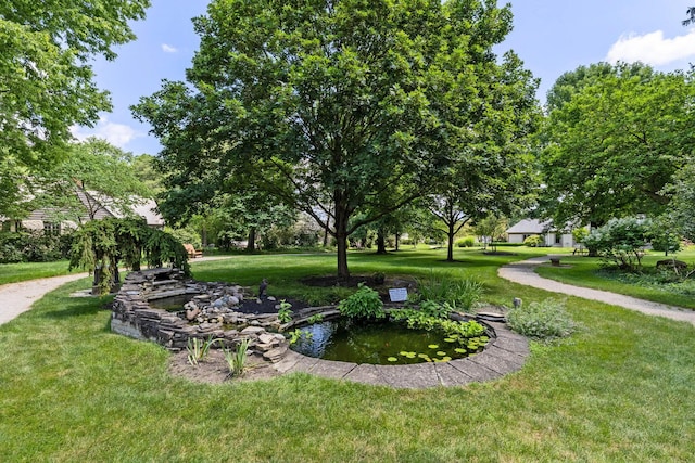 5232 Lola Way, Columbus, OH 43235 - view of green lawn with a garden pond