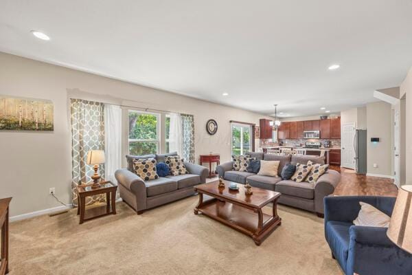 3810 Winding Path Dr, Canal Winchester, OH 43110 - living room featuring recessed lighting and baseboards