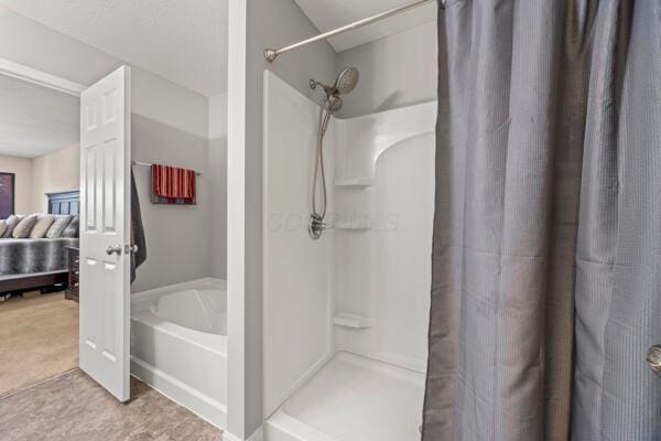 3810 Winding Path Dr, Canal Winchester, OH 43110 - bathroom with a shower with curtain, a bath, and ensuite bath
