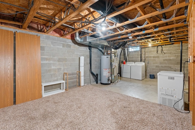 5692 Palos Ln Unit 168D, Hilliard, OH 43026 - unfinished basement featuring independent washer and dryer and gas water heater