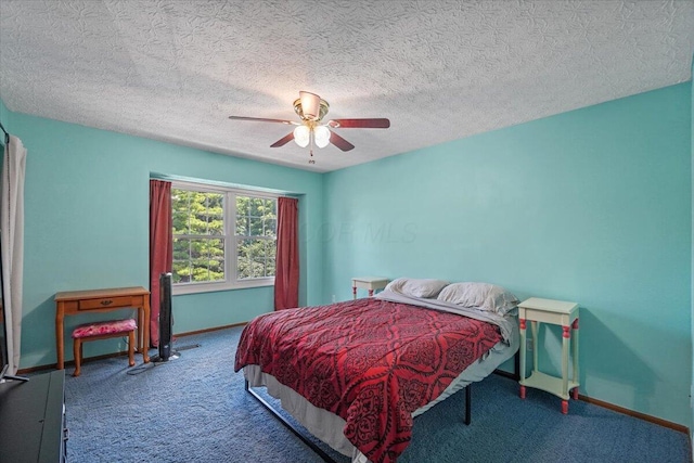 907 Soramill Ln Unit 8E, Columbus, OH 43085 - carpeted bedroom with a textured ceiling and a ceiling fan