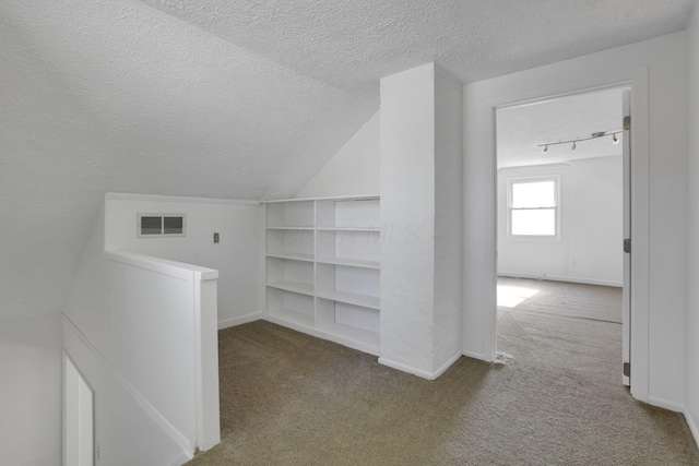977 Sells Ave, Columbus, OH 43212 - bonus room featuring a textured ceiling, carpet, built in features, and lofted ceiling