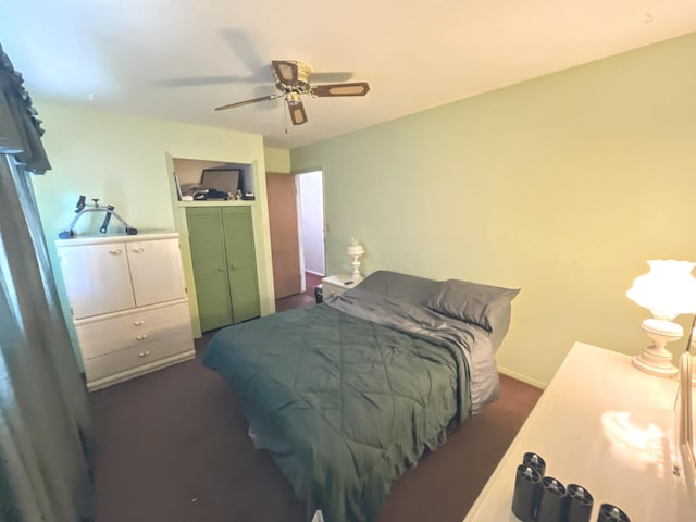 5254 Sedalia Dr, Columbus, OH 43232 - bedroom with ceiling fan, dark carpet, and a closet