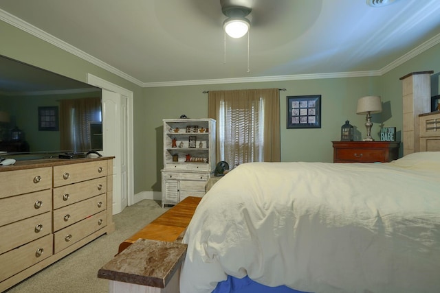 1715 Carroll Southern Rd NW, Carroll, OH 43112 - bedroom with light carpet, ornamental molding, and a ceiling fan