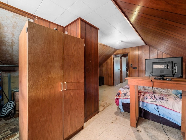 775 Koebel Ave, Columbus, OH 43207 - bedroom featuring lofted ceiling and wooden walls