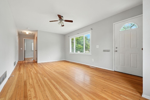 1193 Marble Dr, Columbus, OH 43227 - foyer entrance featuring light wood finished floors and a ceiling fan