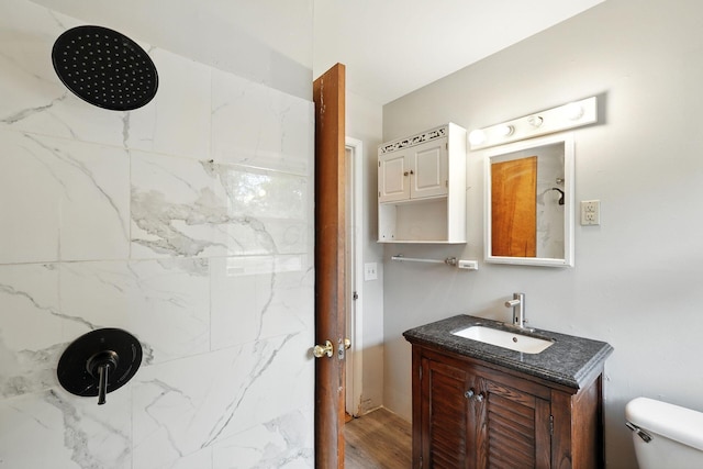 1193 Marble Dr, Columbus, OH 43227 - full bathroom featuring a marble finish shower, vanity, and wood finished floors