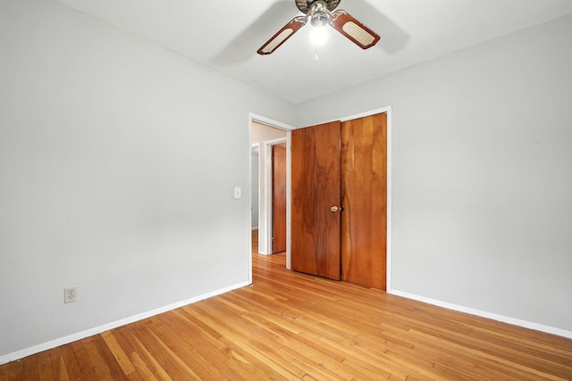 1193 Marble Dr, Columbus, OH 43227 - unfurnished bedroom featuring light wood-style floors, a closet, and a ceiling fan