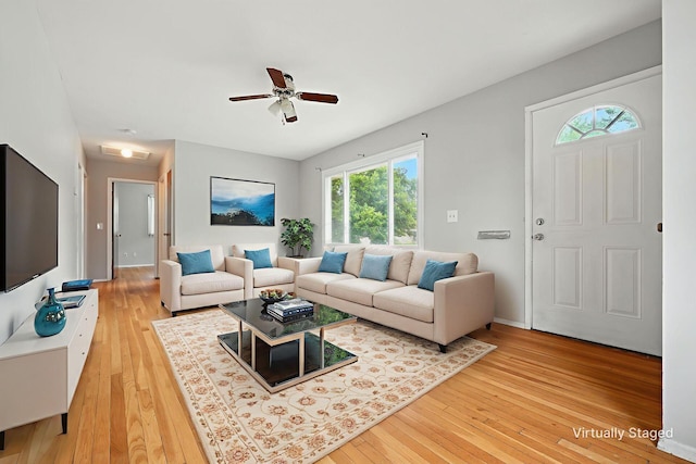1193 Marble Dr, Columbus, OH 43227 - living area with light wood-style floors and ceiling fan