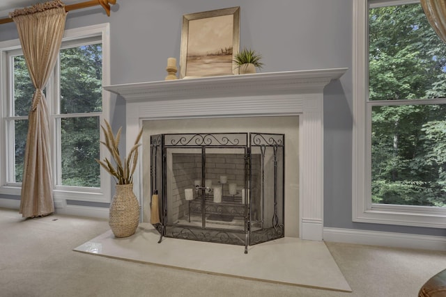 2773 Eleanor Way, Lewis Center, OH 43035 - detailed view of carpet flooring and a fireplace with flush hearth
