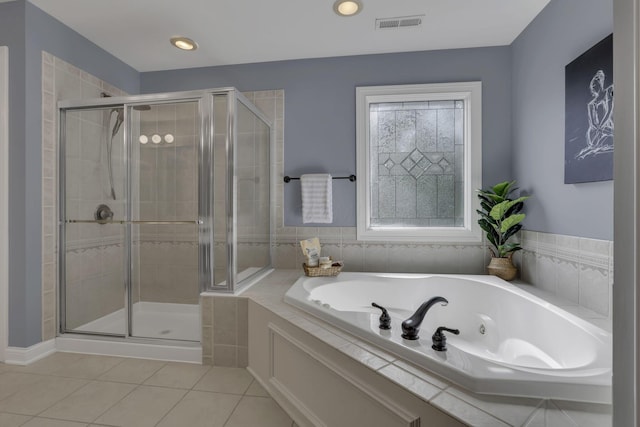 2773 Eleanor Way, Lewis Center, OH 43035 - full bath featuring tile patterned flooring, a shower stall, a jetted tub, and recessed lighting