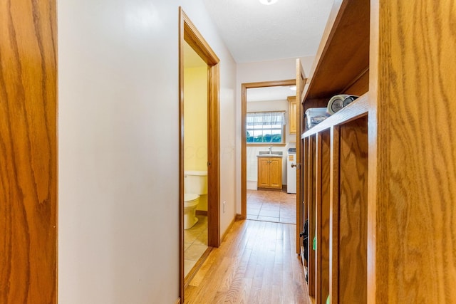 6247 State Route 61, Shelby, OH 44875 - hallway featuring light wood-type flooring and a textured ceiling