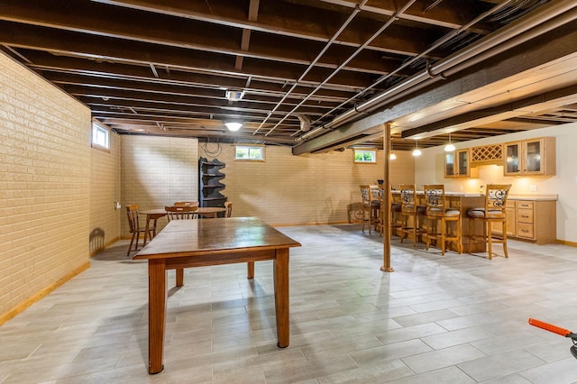 6247 State Route 61, Shelby, OH 44875 - basement with a dry bar and brick wall