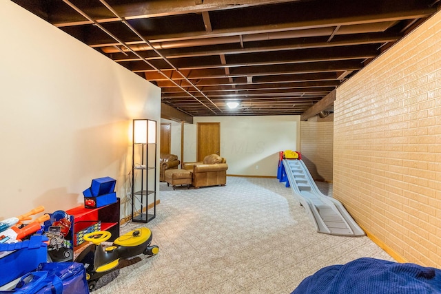 6247 State Route 61, Shelby, OH 44875 - finished basement featuring carpet and brick wall