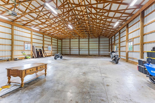6247 State Route 61, Shelby, OH 44875 - garage with metal wall and a garage door opener