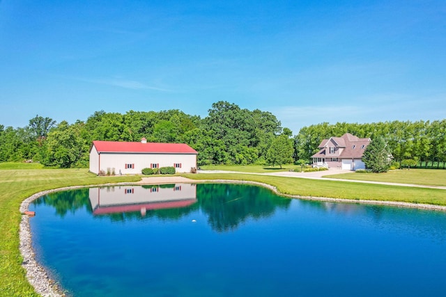 6247 State Route 61, Shelby, OH 44875 - view of swimming pool with a water view and a yard