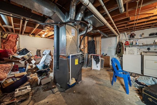 777 Mayme Moore Pl, Columbus, OH 43203 - unfinished basement featuring washing machine and dryer and heating unit