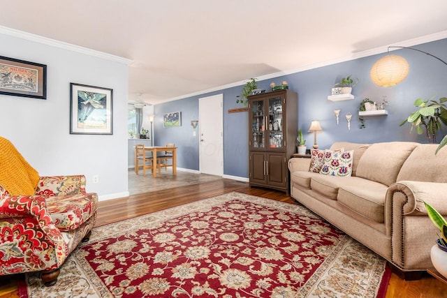 5950 Ambleside Dr, Columbus, OH 43229 - living room with wood finished floors and ornamental molding