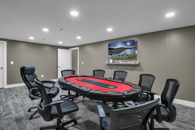 4887 Rays Cir, Dublin, OH 43016 - playroom with recessed lighting, wood finished floors, and an office area