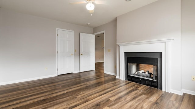 733 Windsor Ln, Heath, OH 43056 - unfurnished living room featuring a ceiling fan, wood finished floors, and a fireplace
