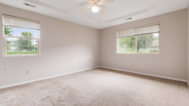 733 Windsor Ln, Heath, OH 43056 - empty room featuring carpet floors, a tray ceiling, and ceiling fan
