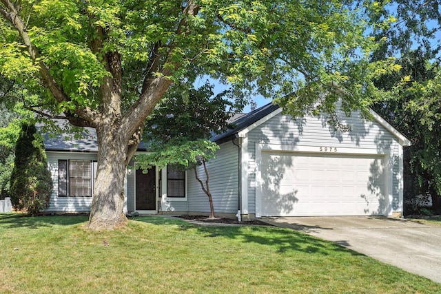 5975 Meadowsglen Dr, Dublin, OH 43017 - view of front of house with an attached garage, concrete driveway, and a front lawn