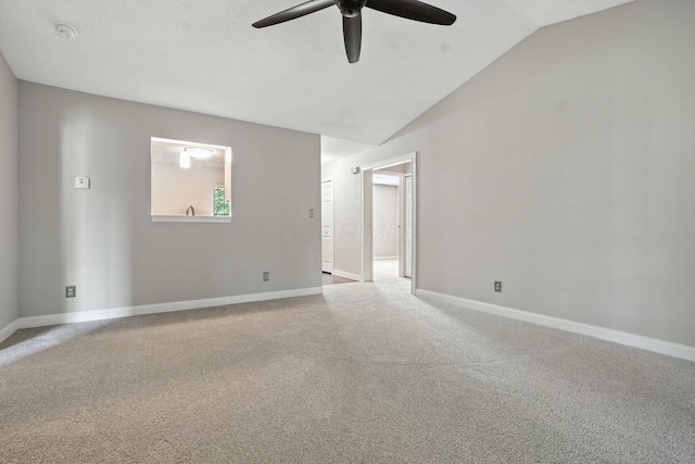 5975 Meadowsglen Dr, Dublin, OH 43017 - spare room featuring ceiling fan, a smoke detector, carpet floors, and lofted ceiling