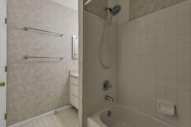 892 Shelbourne Pl, Newark, OH 43055 - bathroom featuring shower / bathtub combination, vanity, and tile patterned flooring