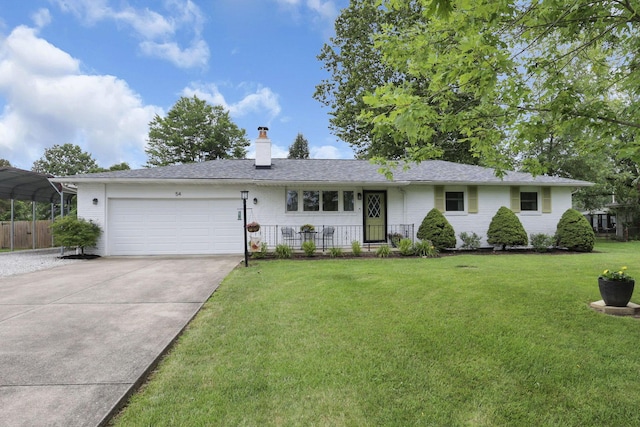 54 Barry Rd SW, Reynoldsburg, OH 43068 - ranch-style home featuring driveway, a chimney, and a garage